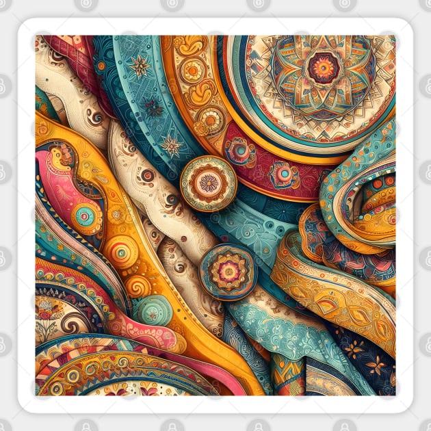 Vibrant Vistas: Celebrating Indian Elegance through Sari Textiles, Rajput Paintings, and More Magnet by insaneLEDP